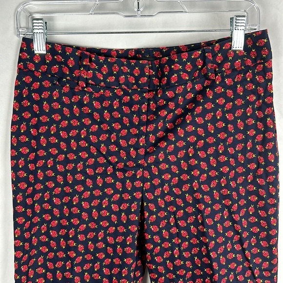 Talbots Heritage Fit Navy Blue Ladybug Print Cropped Pants -Size 4p - Picture 3 of 9
